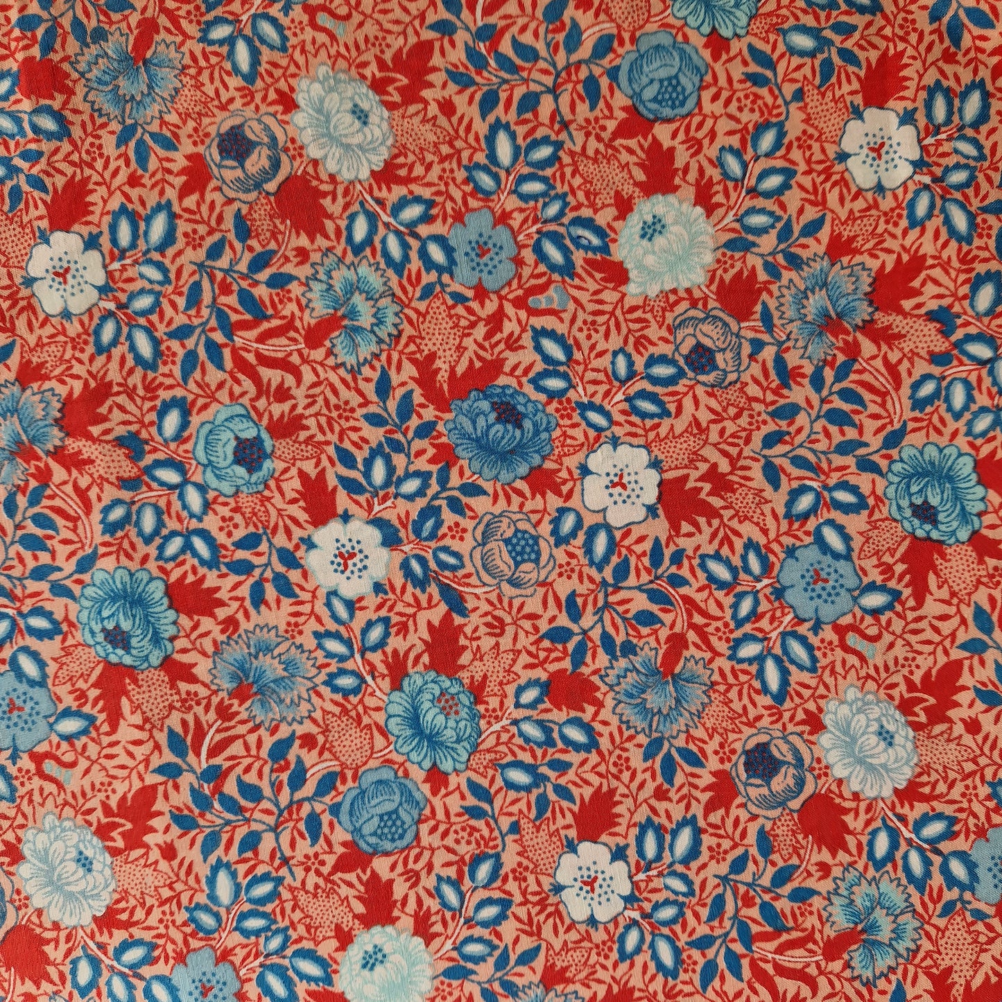 Sac Cabas Bleu & Cerise, doublure à petites fleurs