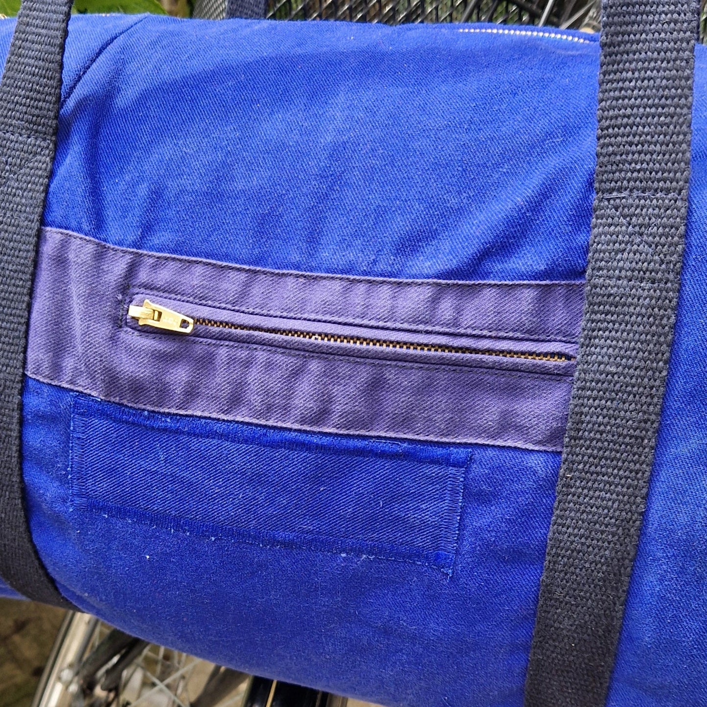 Grand Sac Bowling Bleu & Bleu Marine, doublure à carreaux - Blue Fabrik