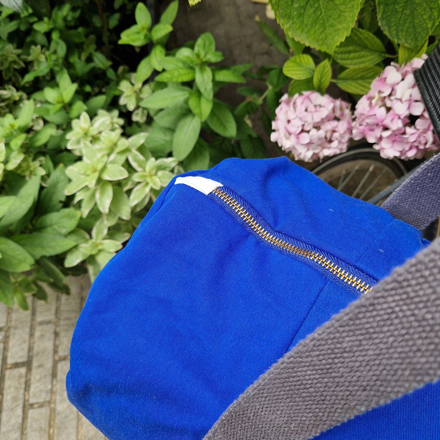 Grand Sac Bowling Bleu & Gris anthracite, doublure à carreaux - Blue Fabrik