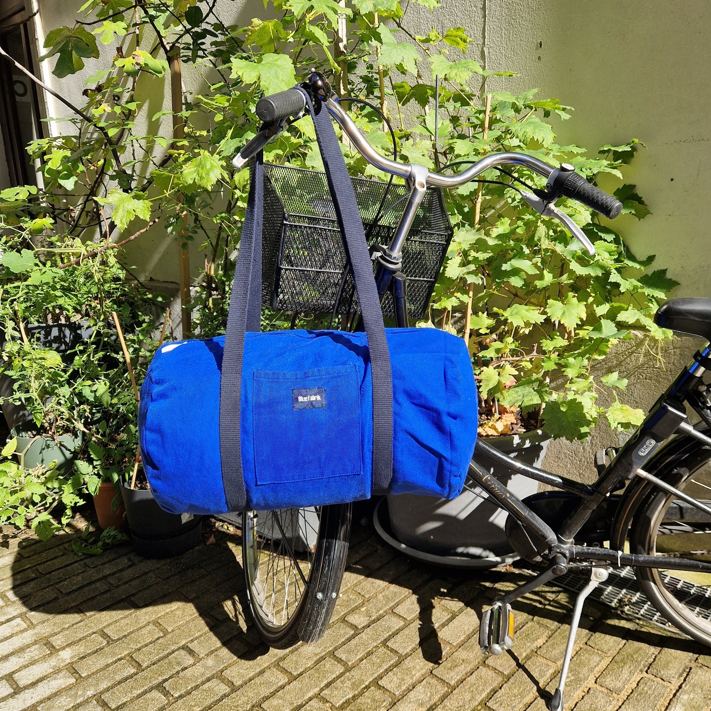Grand Sac Bowling Bleu & Noir, doublure unie, ELF - Blue Fabrik