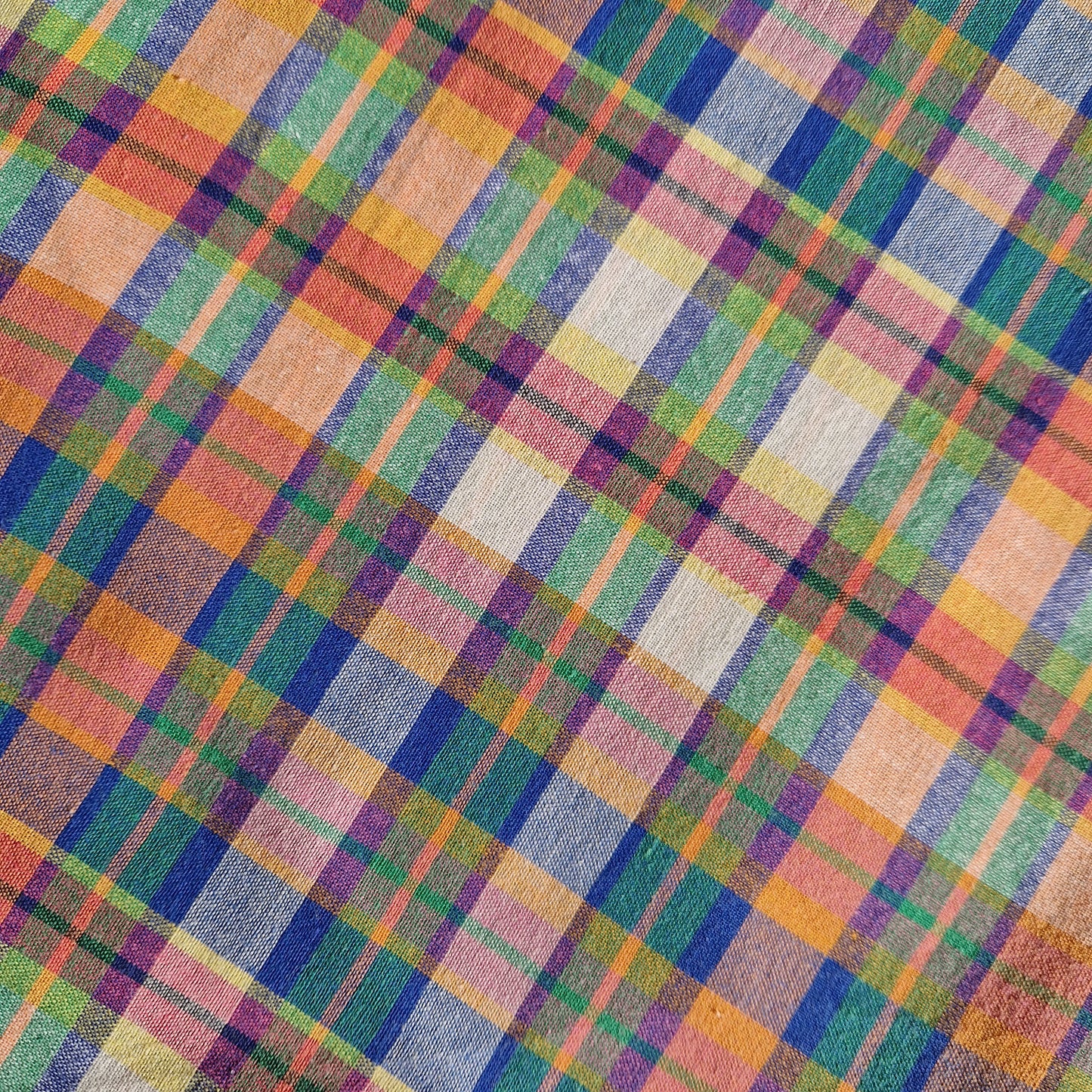 Grand Sac Bowling Vert & Ecru, doublure à carreaux - Blue Fabrik