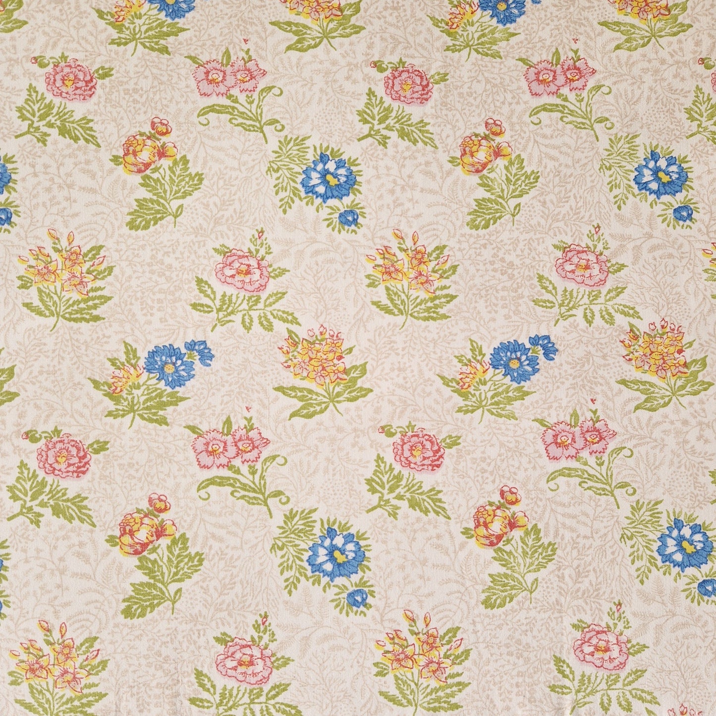 Grand Sac Cabas Bleu & Vert anis, doublure à petites fleurs - Blue Fabrik