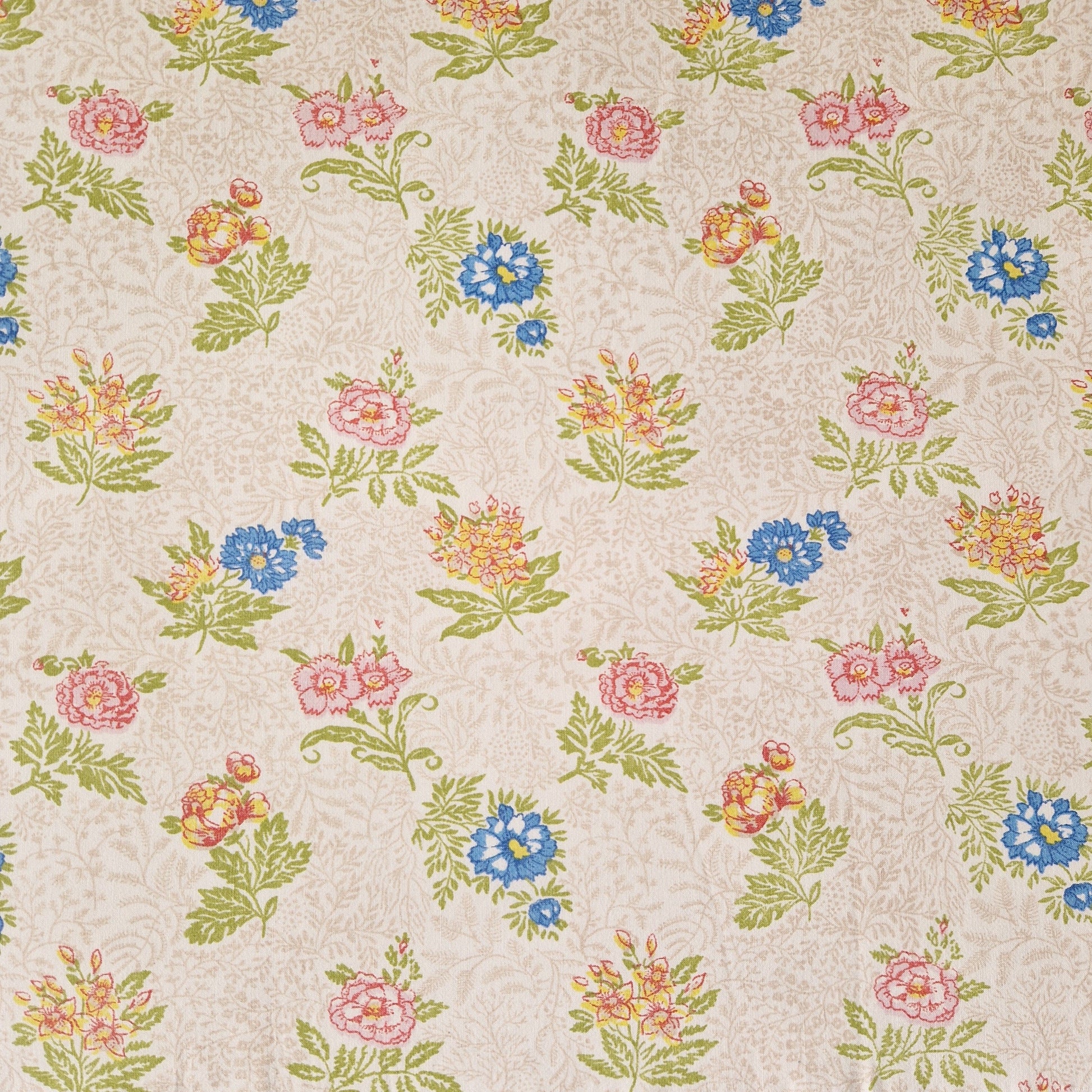Grand Sac Cabas Bleu & Vert anis, doublure à petites fleurs - Blue Fabrik
