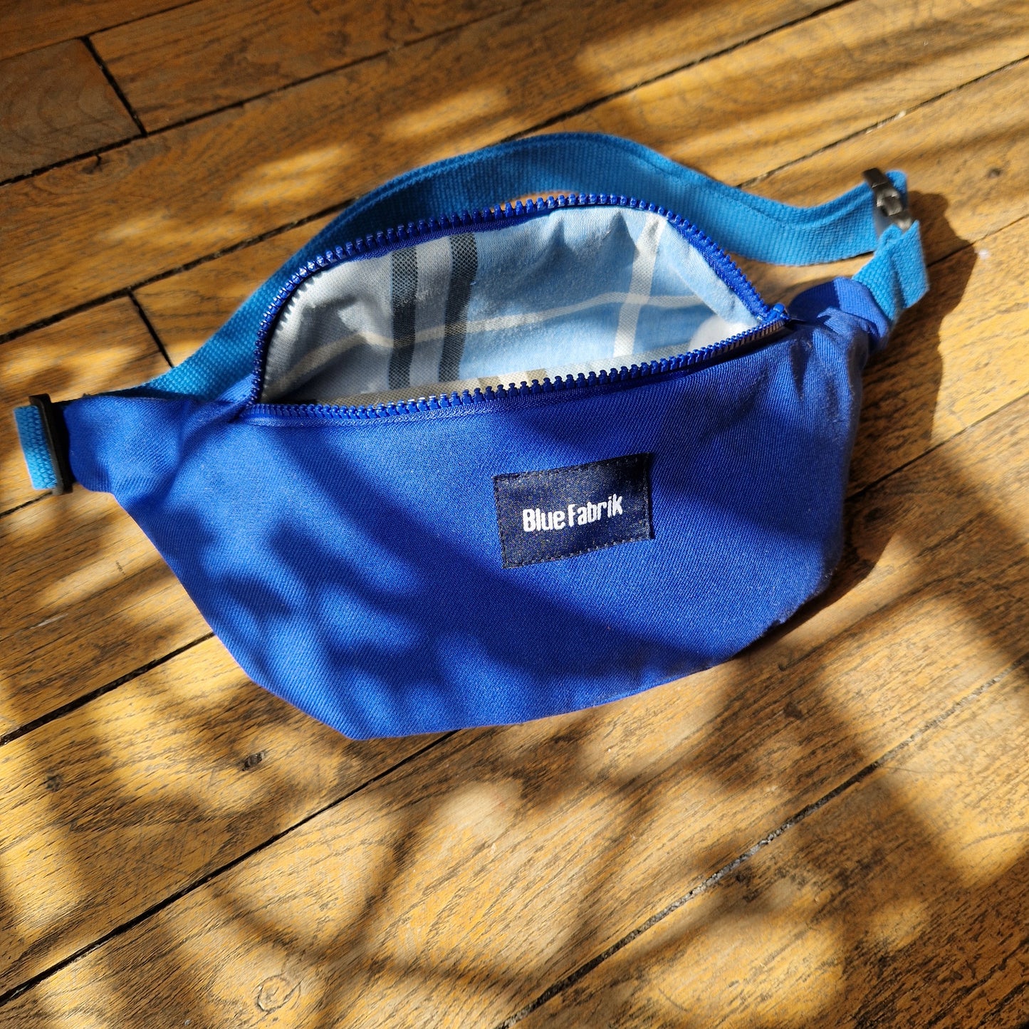 Sac banane bleu bleu carreaux