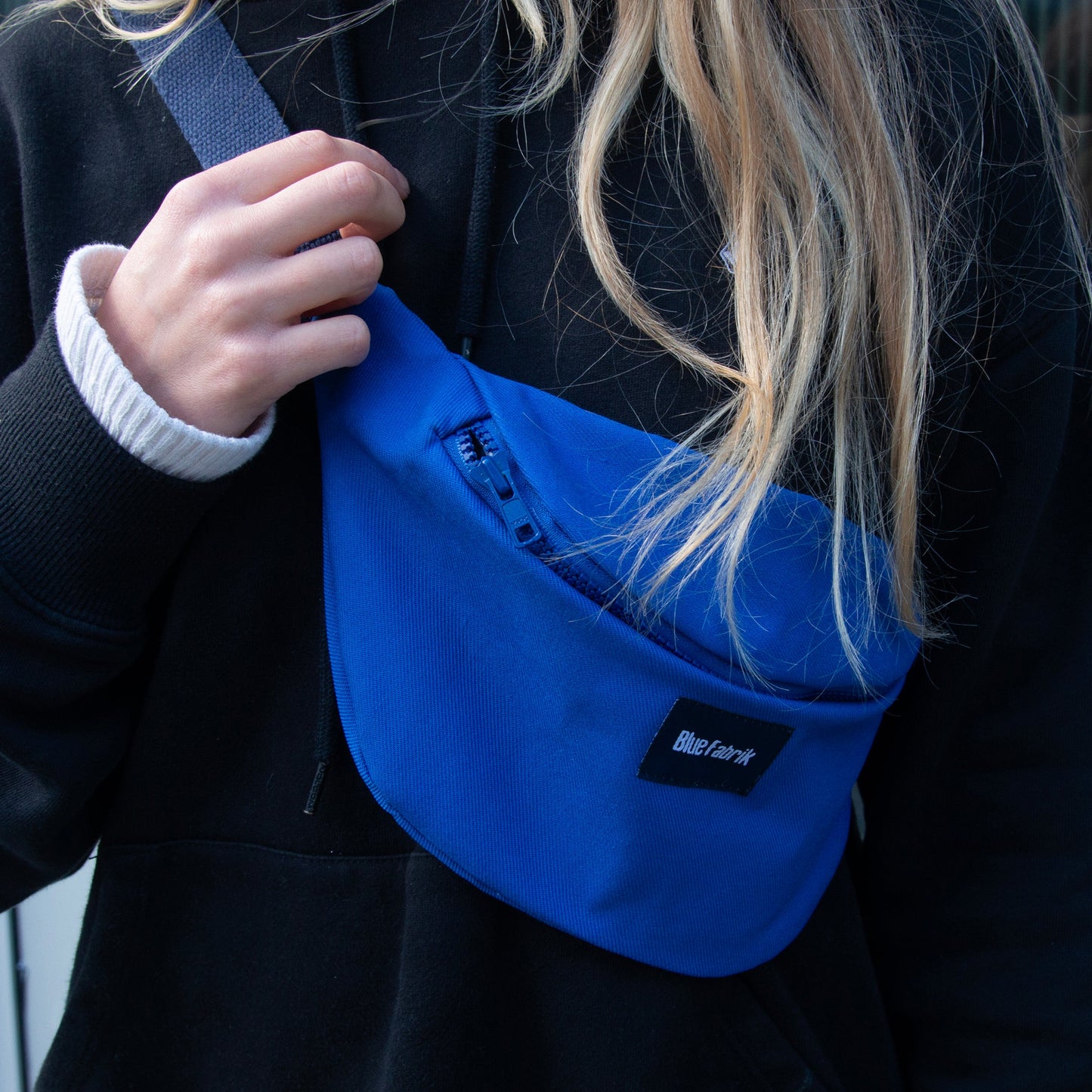 Sac Banane Bleu & Bleu Marine, Doublure à Carreaux - Blue Fabrik