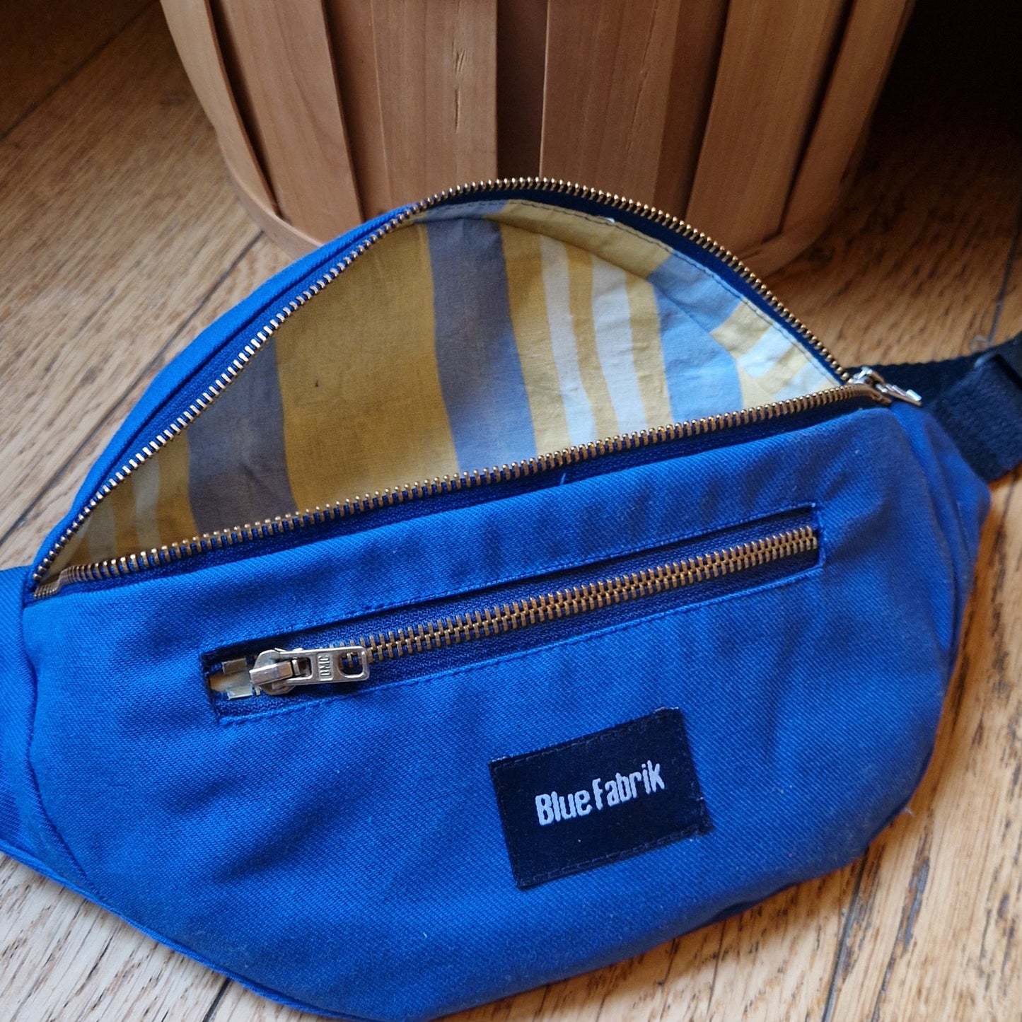 Sac Banane Bleu & Bleu Marine, doublure à rayures - Blue Fabrik