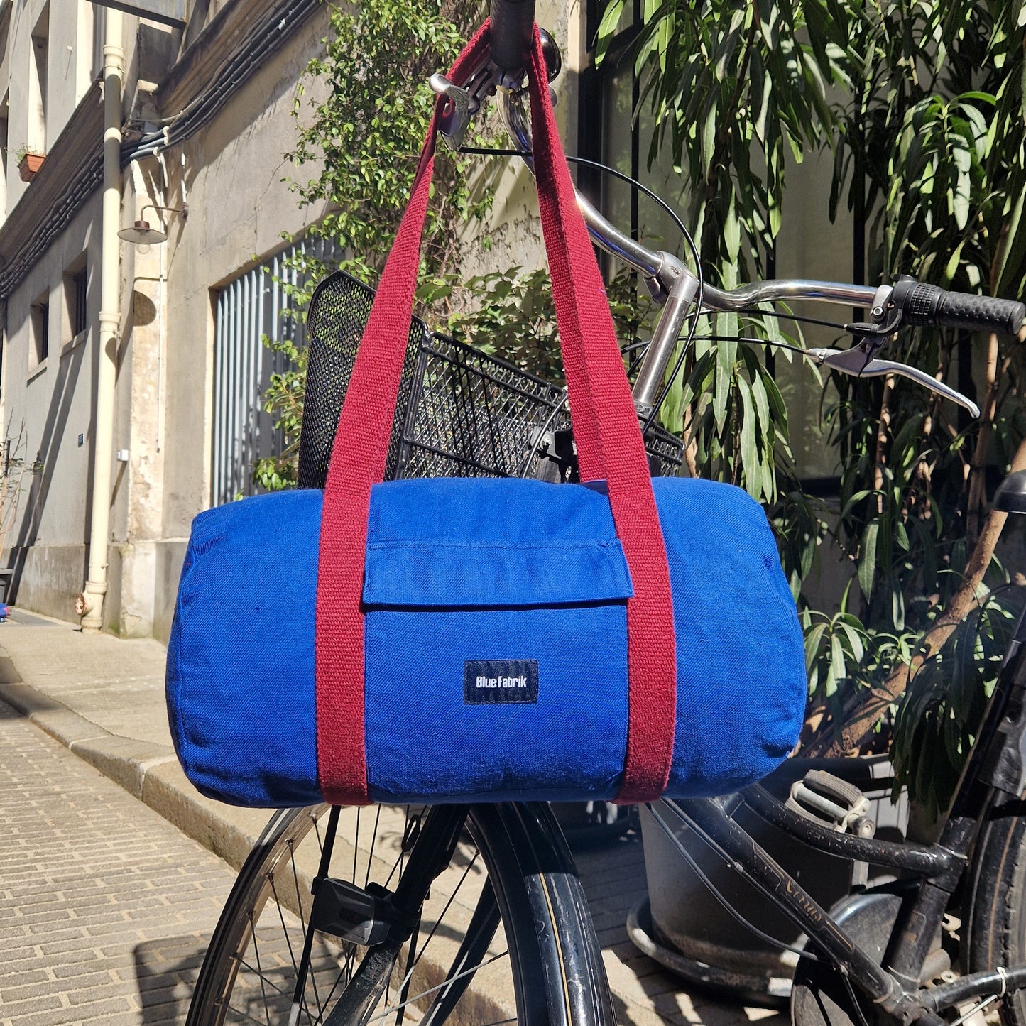 Sac Bowling Medium Bleu & Bordeaux, doublure à carreaux - Blue Fabrik