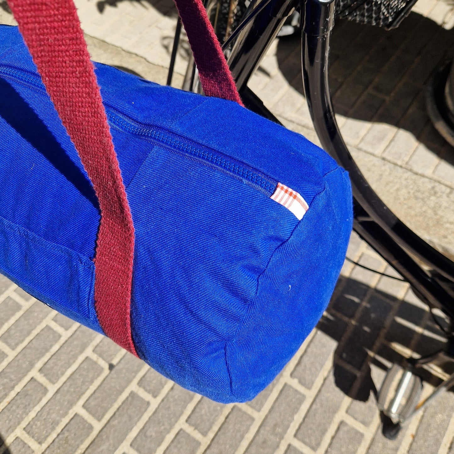 Sac Bowling Medium Bleu & Bordeaux, doublure à carreaux - Blue Fabrik