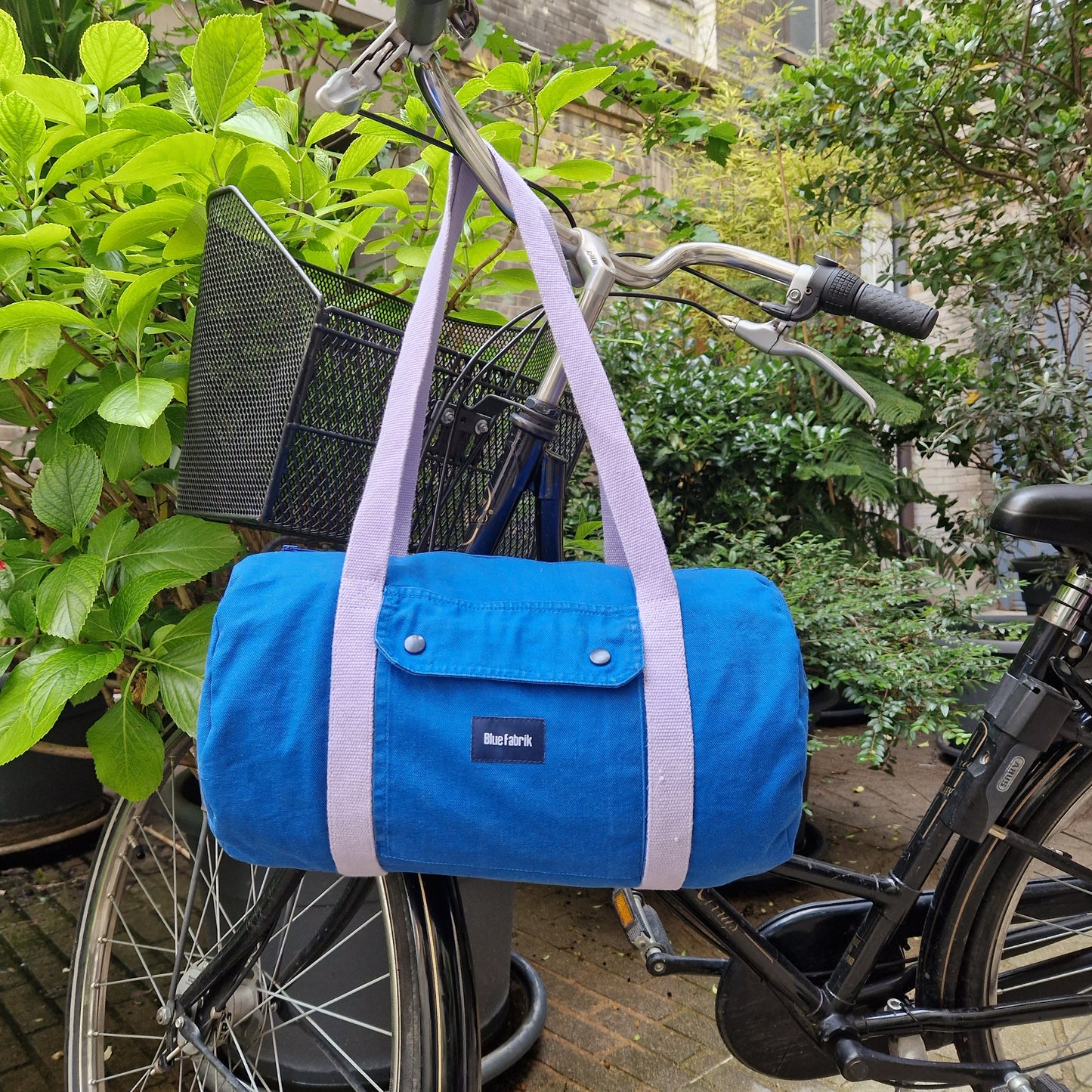 Sac Bowling medium Bleu & Parme, doublure unie Parme - Blue Fabrik
