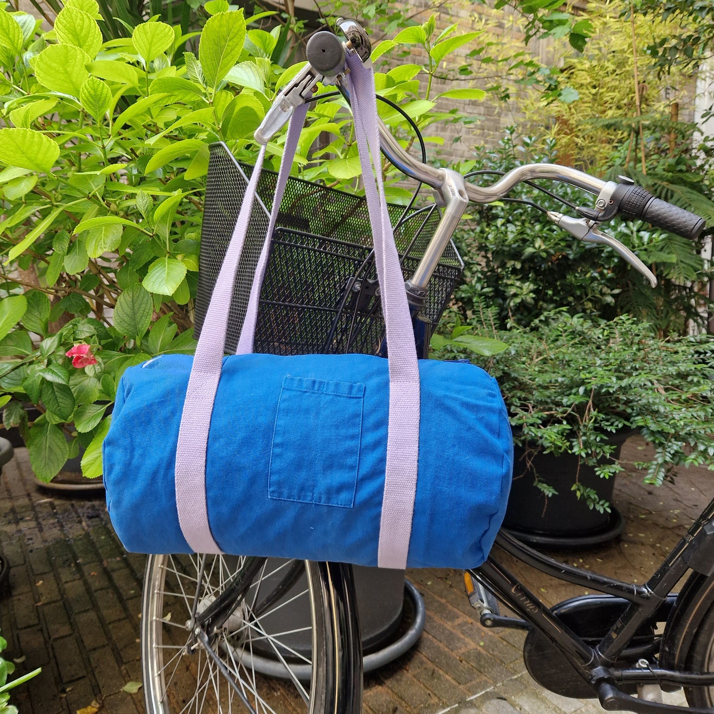 Sac Bowling medium Bleu & Parme, doublure unie Parme - Blue Fabrik