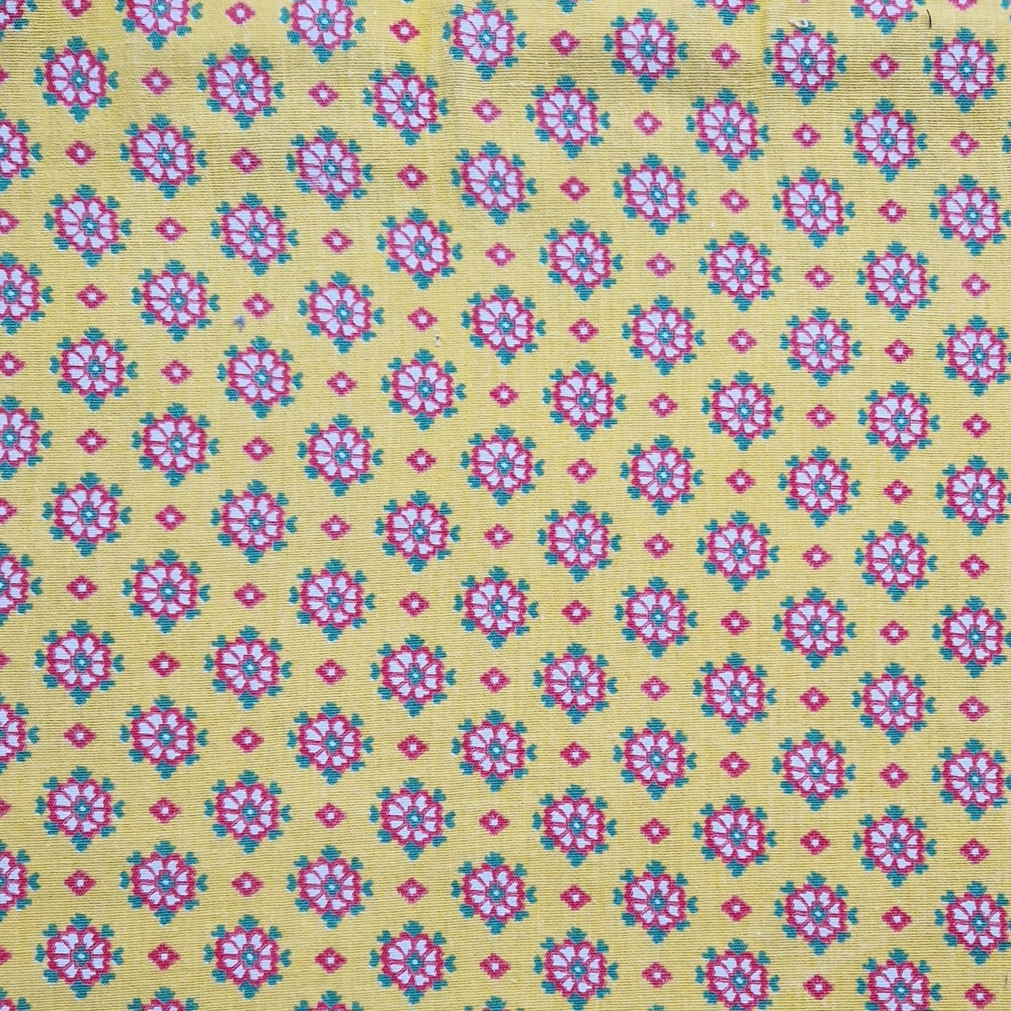 Sac Bowling Medium Bleu & Rose, doublure jaune à petites fleurs roses - Blue Fabrik