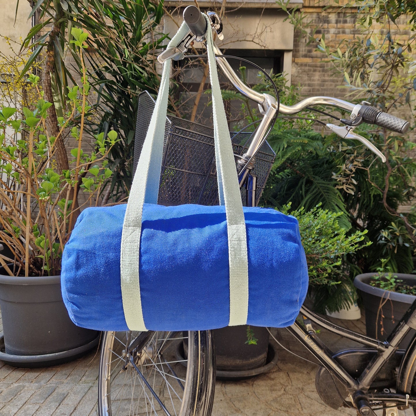 Sac Bowling Medium Bleu & vert d'eau, doublure unie - Blue Fabrik