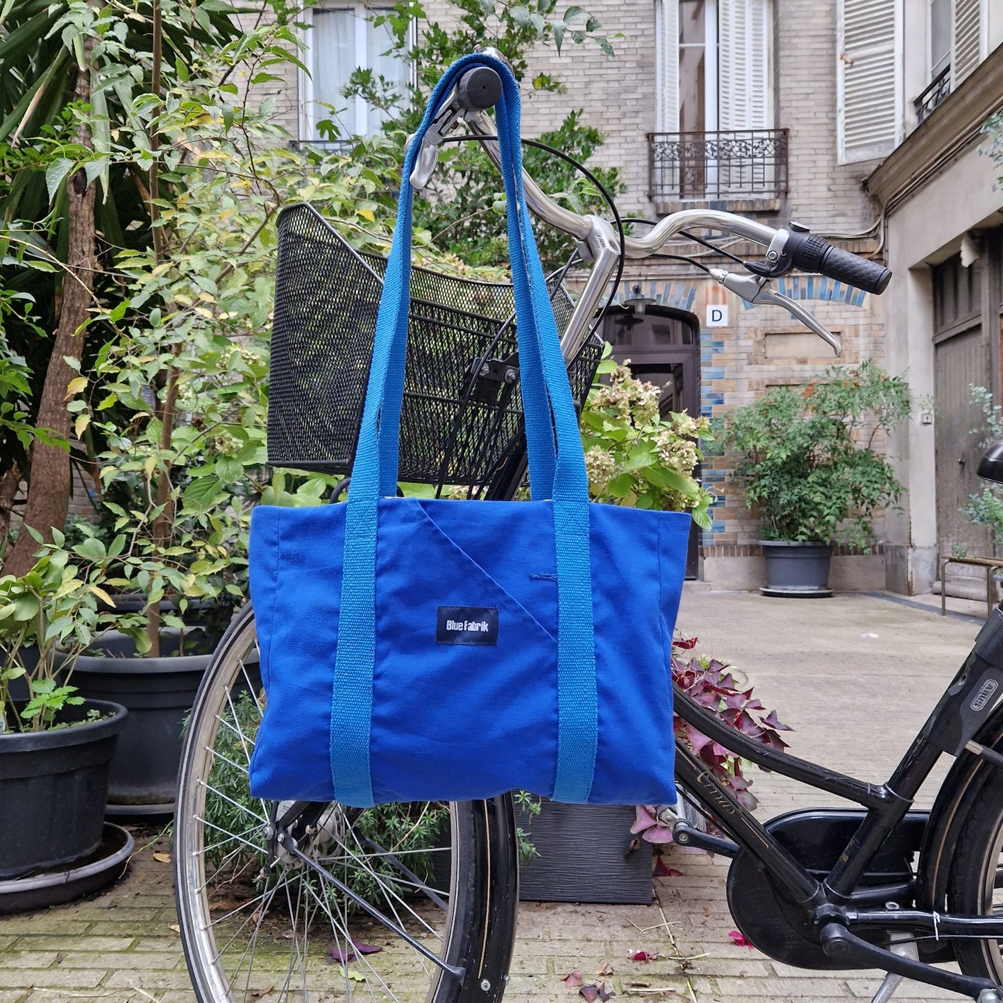 Sac Cabas Bleu & Bleu, doublure fleurie - Blue Fabrik