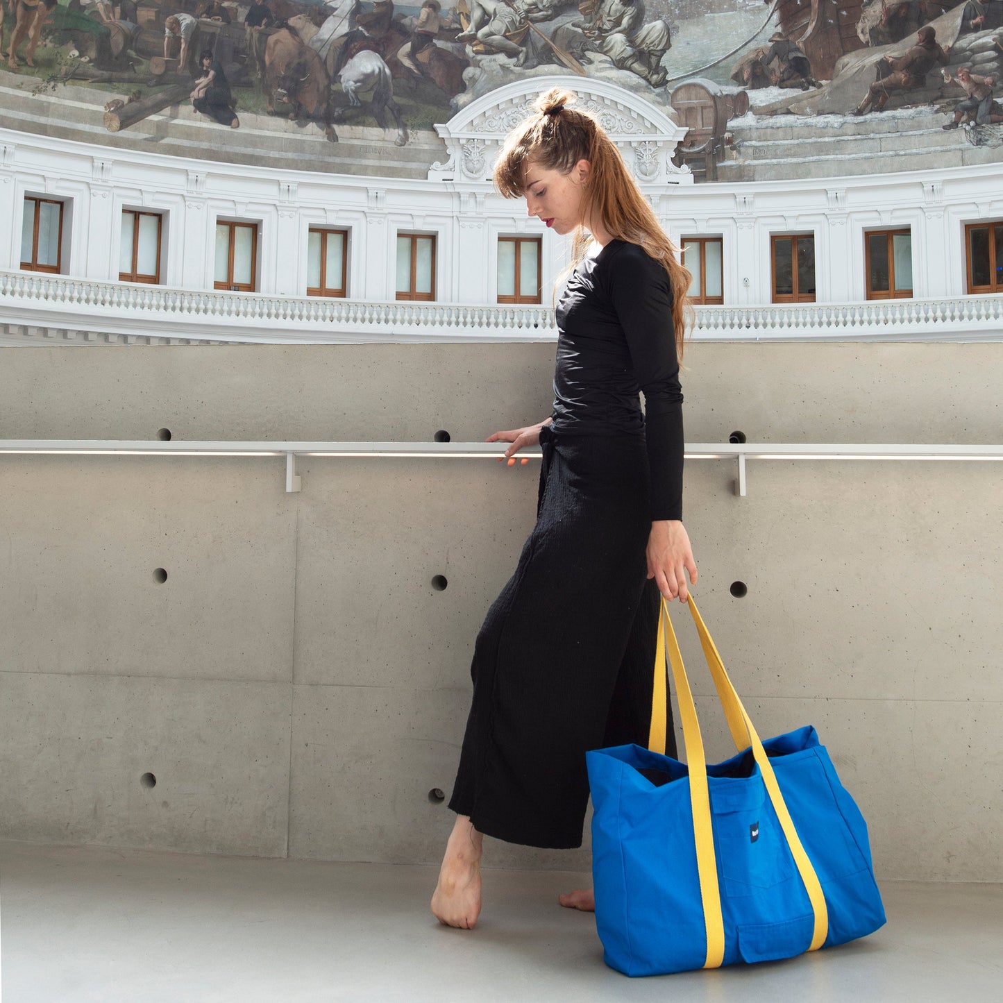 Grand sac Cabas Bleu & Jaune, doublure bleu marine - Blue Fabrik