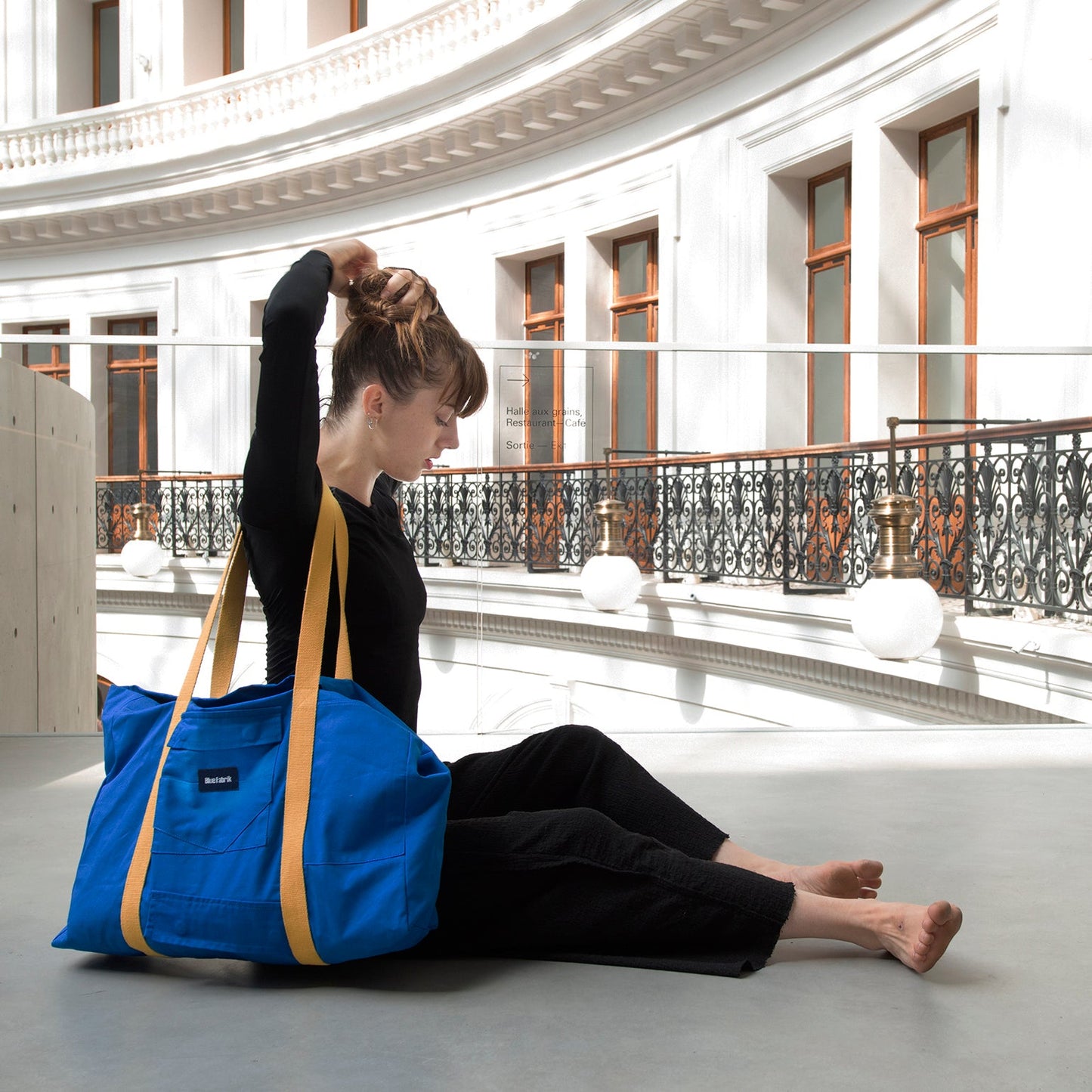 Grand sac Cabas Bleu & Jaune, doublure bleu marine - Blue Fabrik