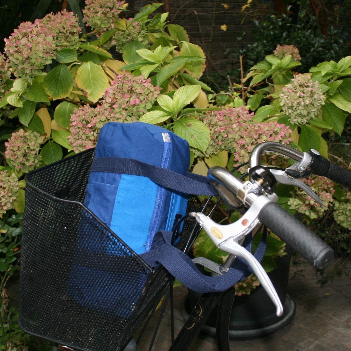 Sac Mini Bowling Bleu et Marine, doublure rayée - Blue Fabrik