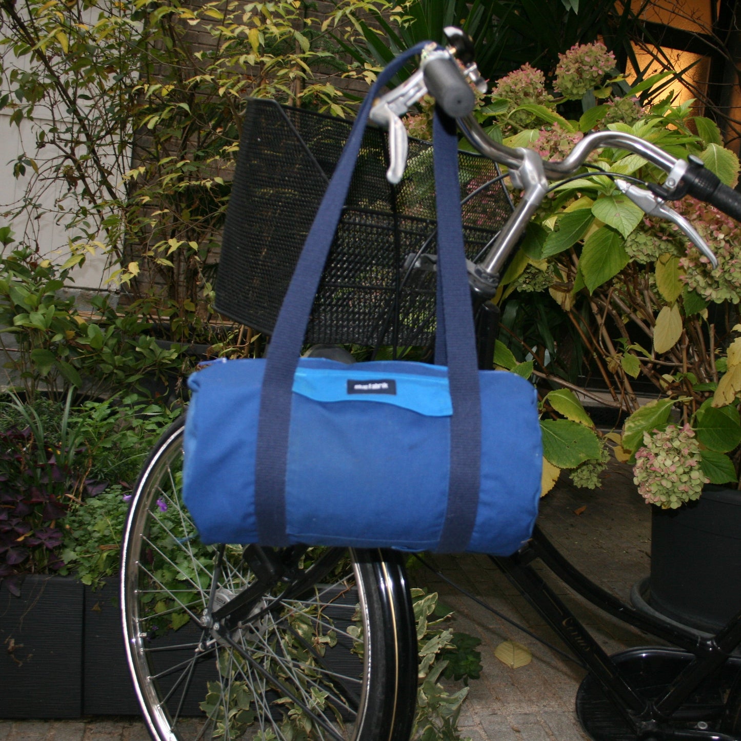 Sac Mini Bowling Bleu et Marine, doublure rayée - Blue Fabrik