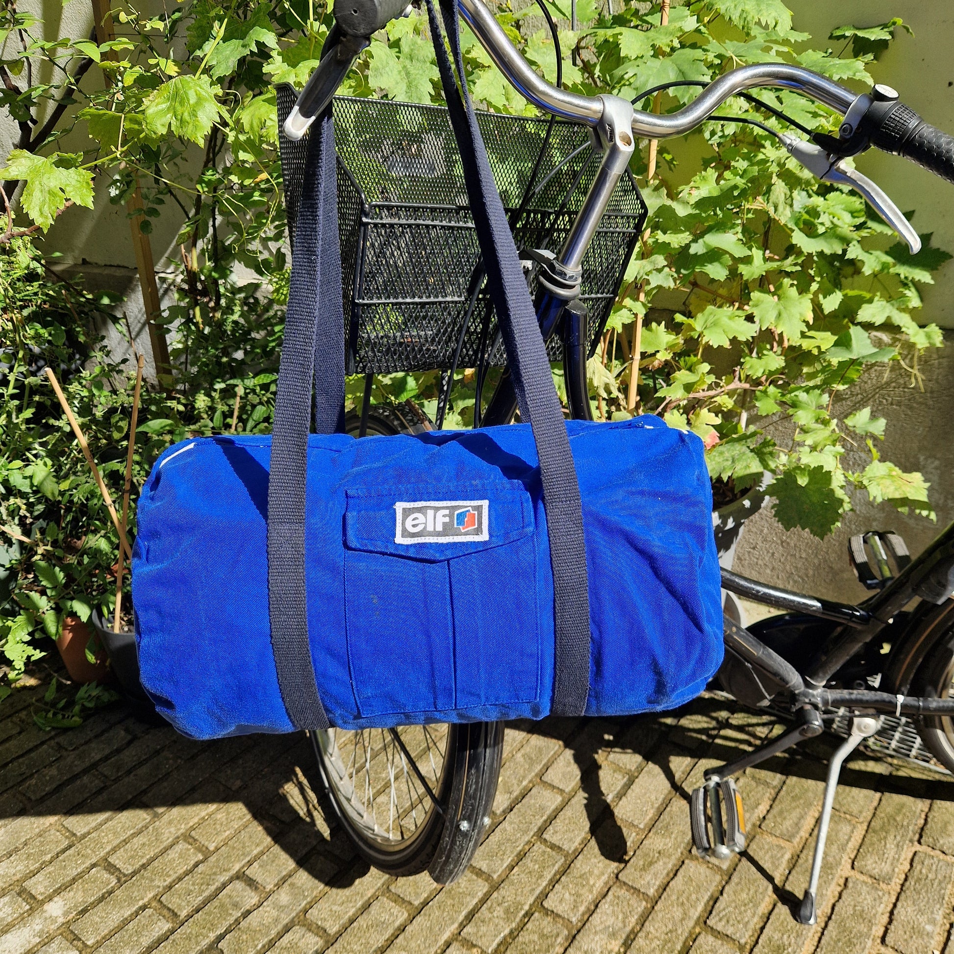 Grand Sac Bowling Bleu & Noir, doublure unie, ELF - Blue Fabrik