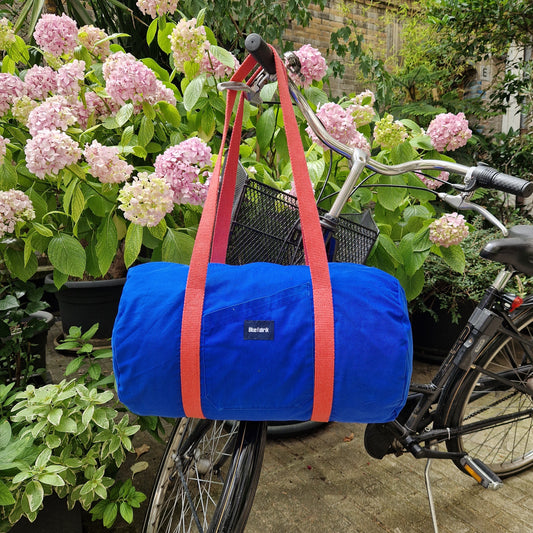 Grand Sac Bowling Bleu & Rose, doublure à grandes fleurs - Blue Fabrik
