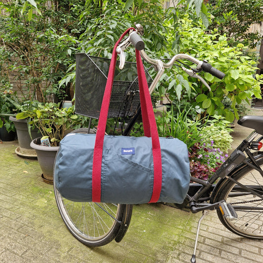 Grand Sac Bowling Vert & Bordeaux, doublure à fleurs bordeaux - Blue Fabrik