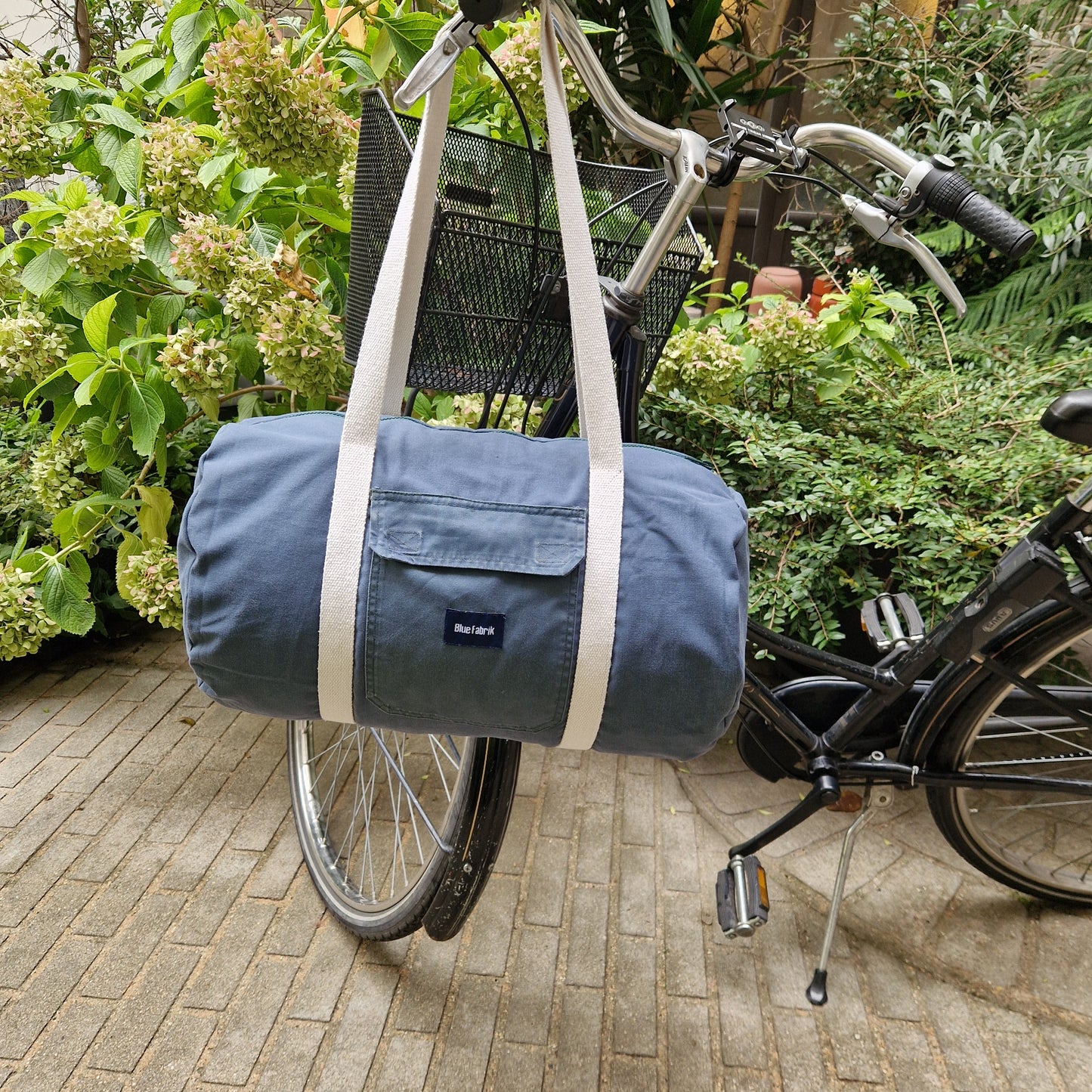 Grand Sac Bowling Vert & Ecru, doublure à carreaux - Blue Fabrik