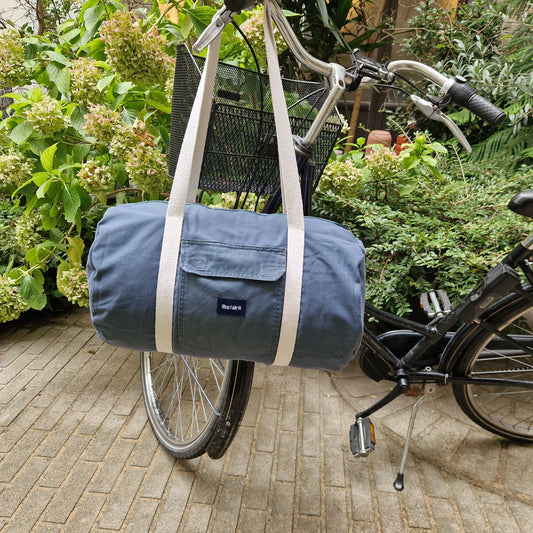 Grand Sac Bowling Vert & Ecru, doublure à carreaux - Blue Fabrik