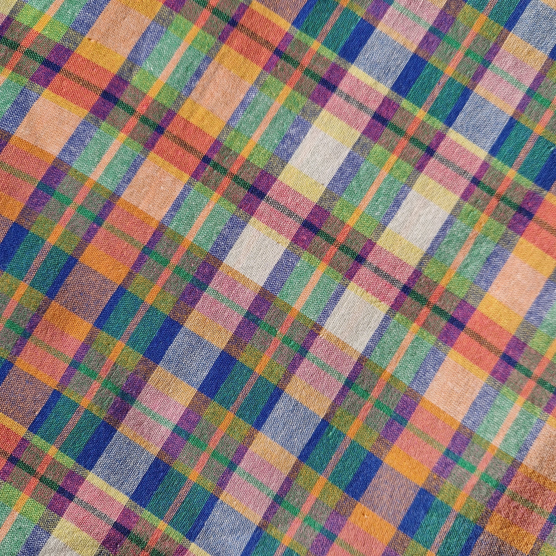 Grand Sac Bowling Vert & Ecru, doublure à carreaux - Blue Fabrik