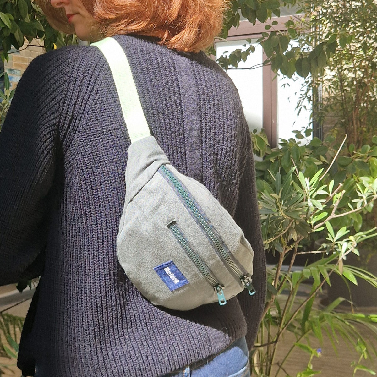 Sac Banane Vert & Anis, doublure à carreaux
