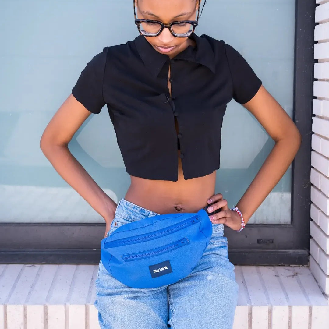 Sac Banane Bleu & Bleu marine, doublure à petites fleurs