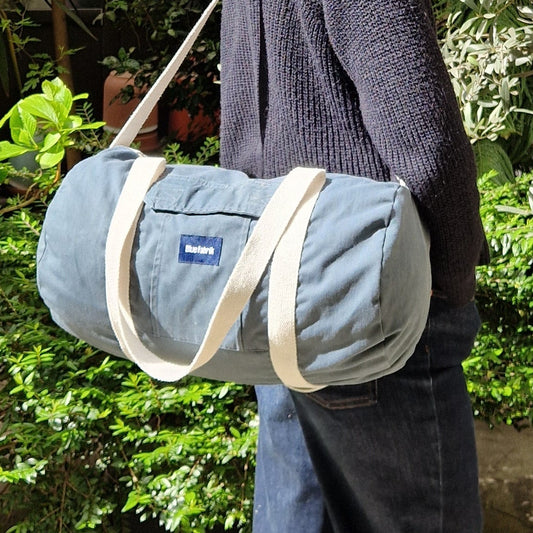 Sac Bowling Medium Vert & Ecru, doublure fleurie, avec bandoulière - Blue Fabrik