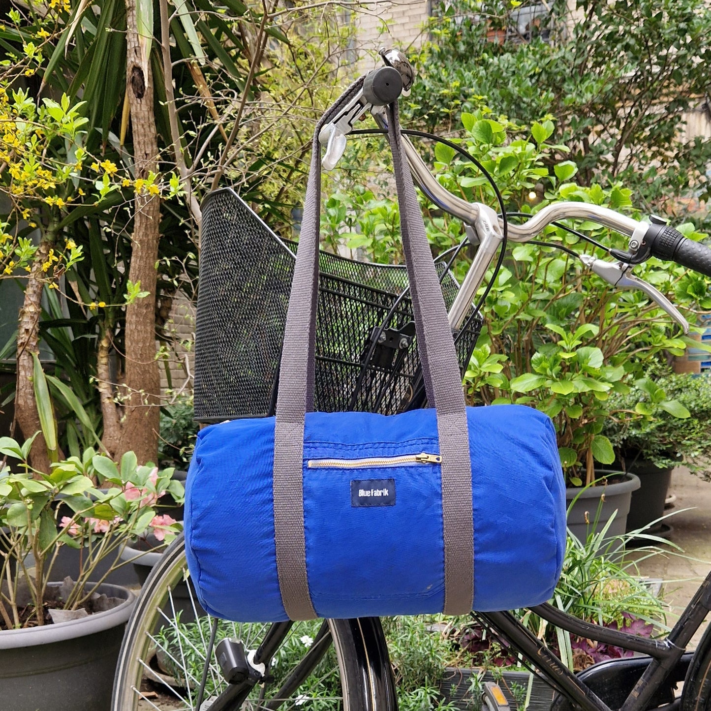 Sac Bowling Medium Bleu & Gris anthracite, doublure à carreaux