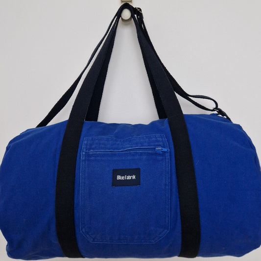 Grand Sac Bowling Bleu & Bleu Marine, doublure à carreaux et bandouilère