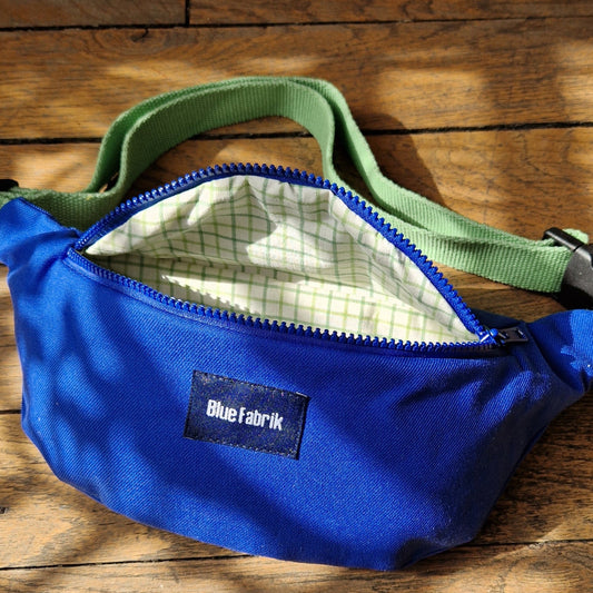 Sac Banane Bleu & Anis, doublure à carreaux - Blue Fabrik