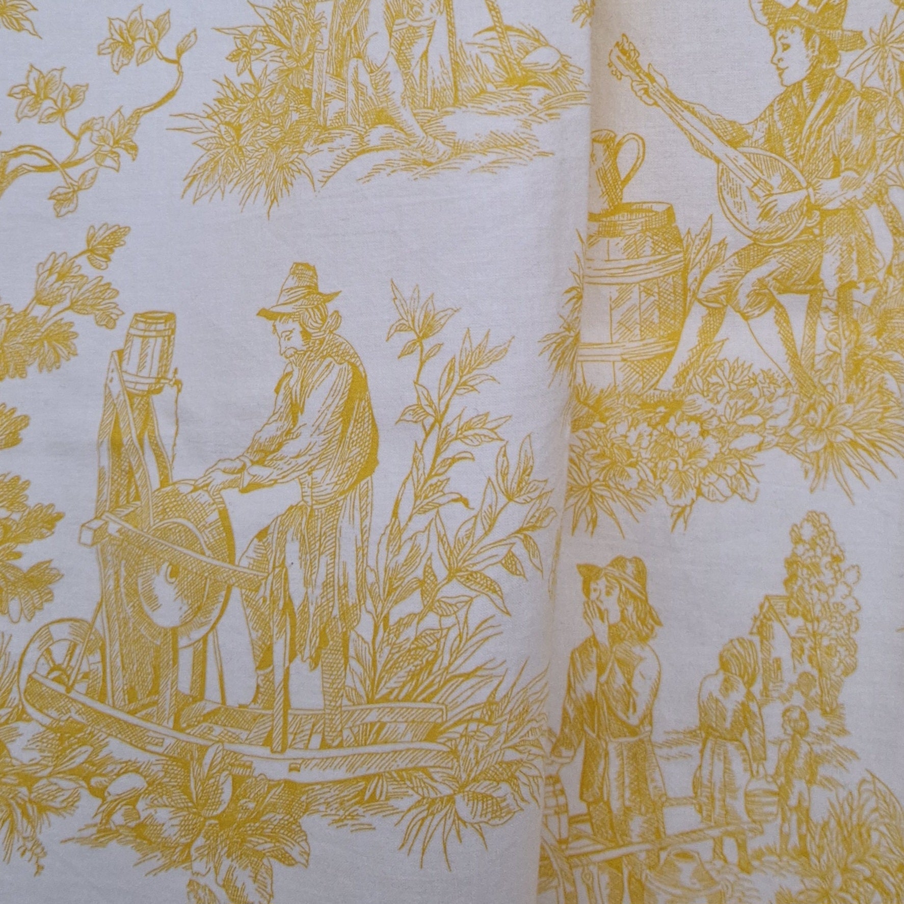 Sac Banane Bleu & Ecru, doublure à motif jaune - Blue Fabrik