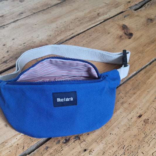 Sac Banane Bleu & Ecru, doublure à rayures - Blue Fabrik