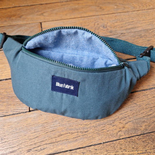 Sac Banane Vert bouteille & Vert sapin, doublure jean - Blue Fabrik