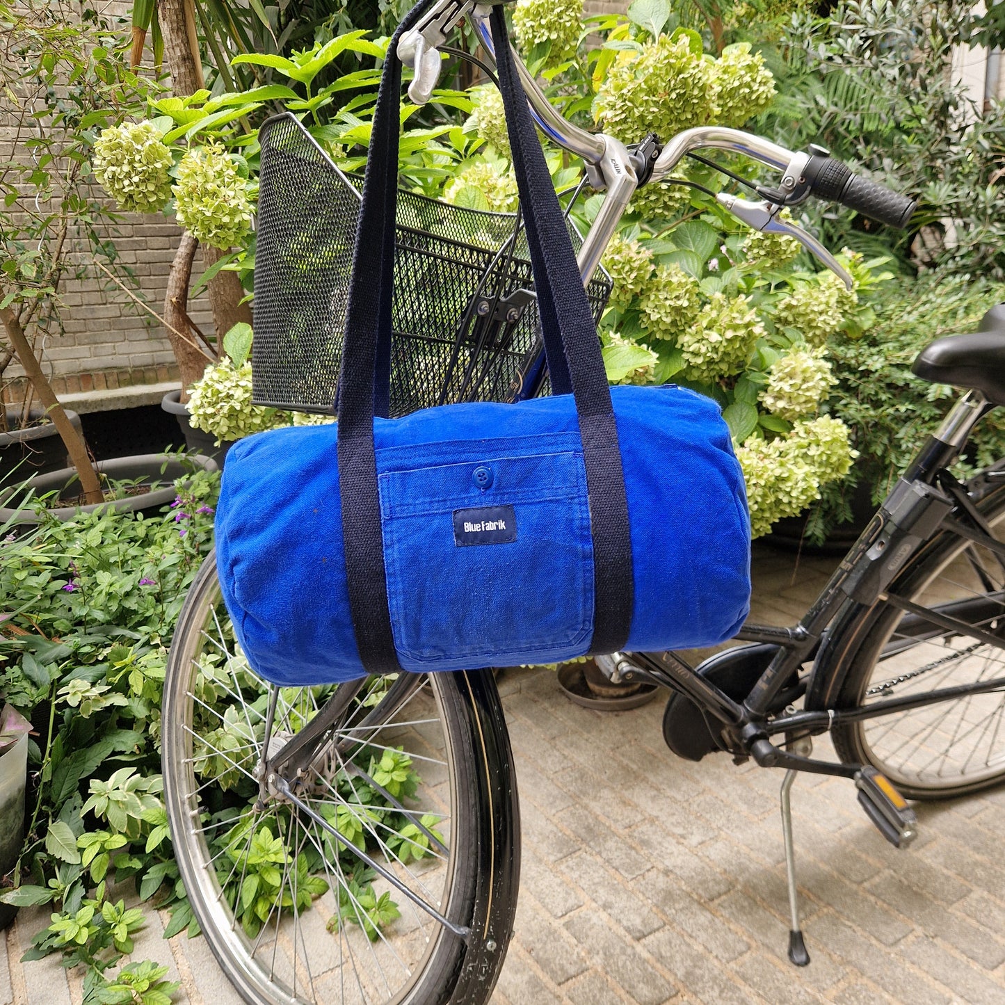 Sac Bowling Medium Bleu & Bleu marine, doublure à grands carreaux colorés - Blue Fabrik