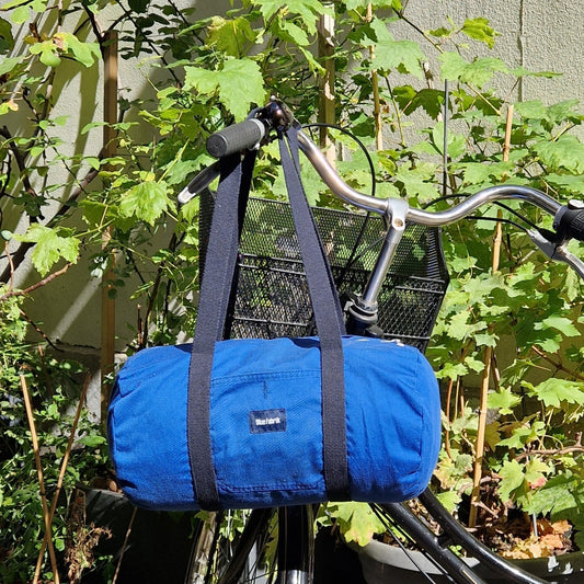 Sac Bowling Medium Bleu & Bleu marine, doublure fleurie bleue - Blue Fabrik