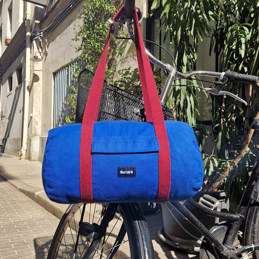 Sac Bowling Medium Bleu & Bordeaux, doublure à carreaux - Blue Fabrik