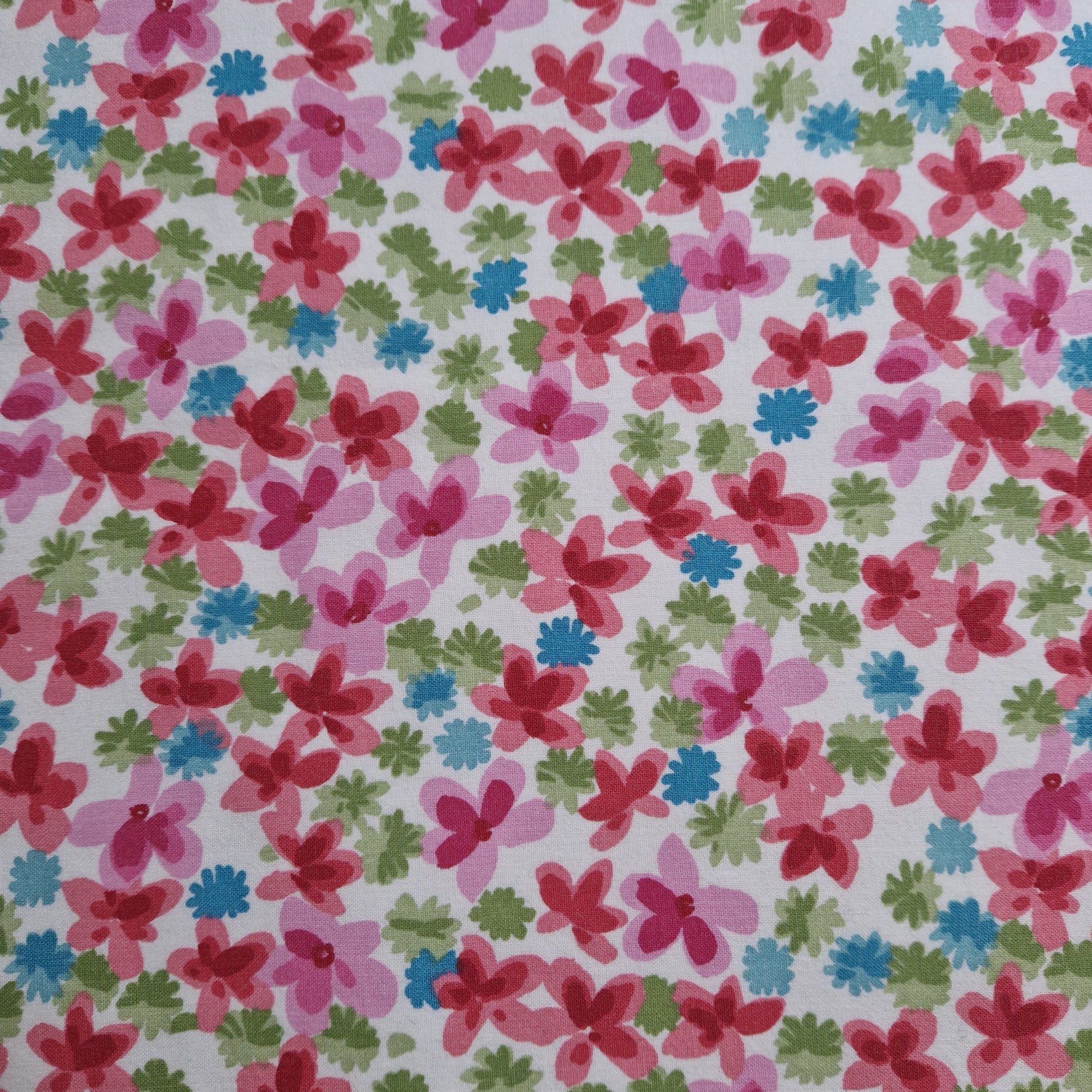 Sac Bowling Medium Bleu & Cerise, doublure à fleurs - Blue Fabrik