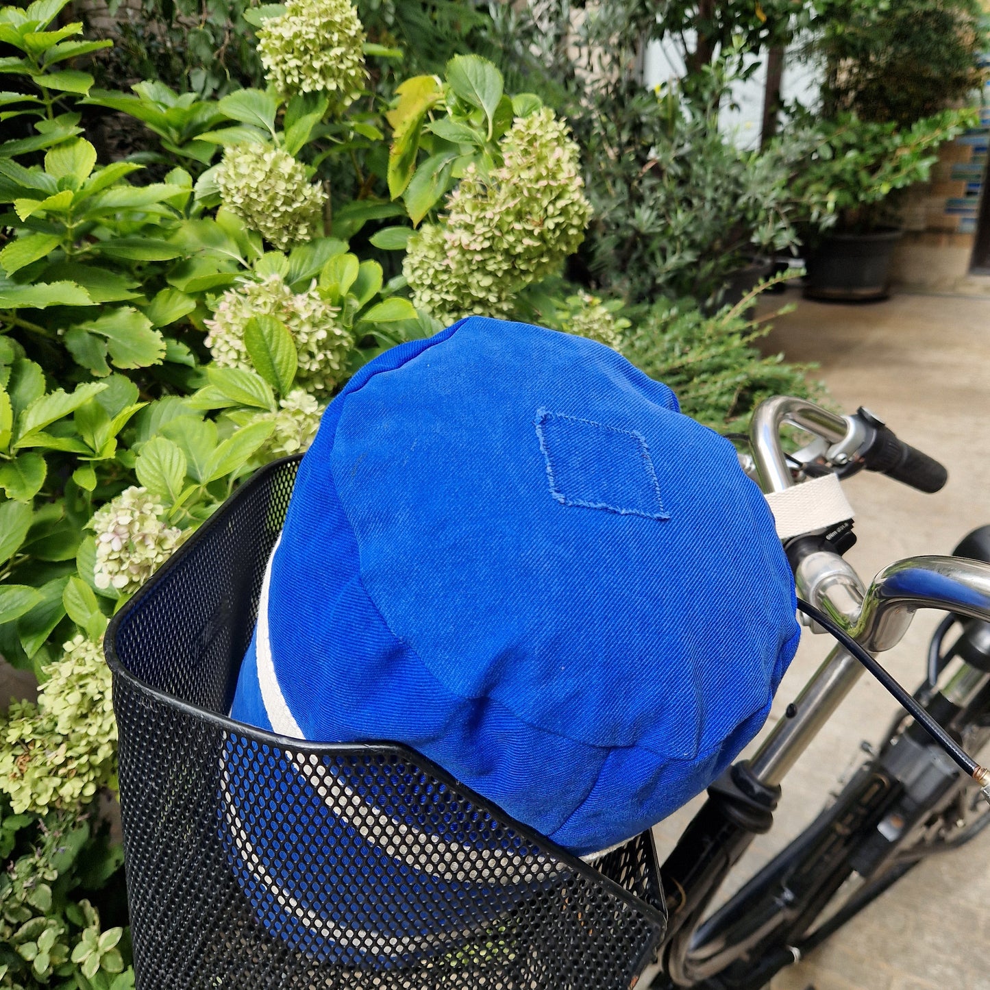 Sac Bowling Medium Bleu & Ecru, doublure unie écrue - Blue Fabrik