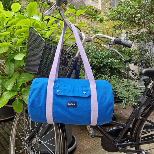 Sac Bowling medium Bleu & Parme, doublure unie Parme - Blue Fabrik