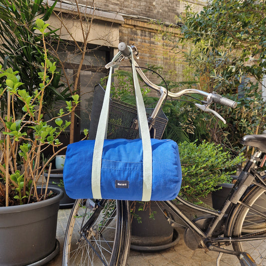 Sac Bowling Medium Bleu & vert d'eau, doublure unie - Blue Fabrik