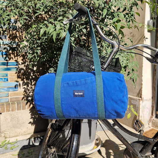 Sac Bowling Medium Bleu & Vert, doublure à petites fleurs - Blue Fabrik
