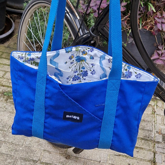 Sac Cabas Bleu & Bleu, doublure fleurie - Blue Fabrik