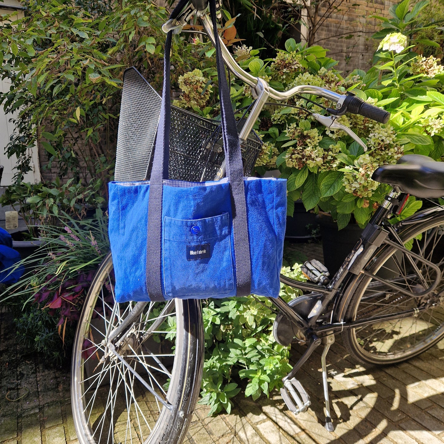Sac Cabas Bleu & bleu marine, doublure à petits carreaux - Blue Fabrik