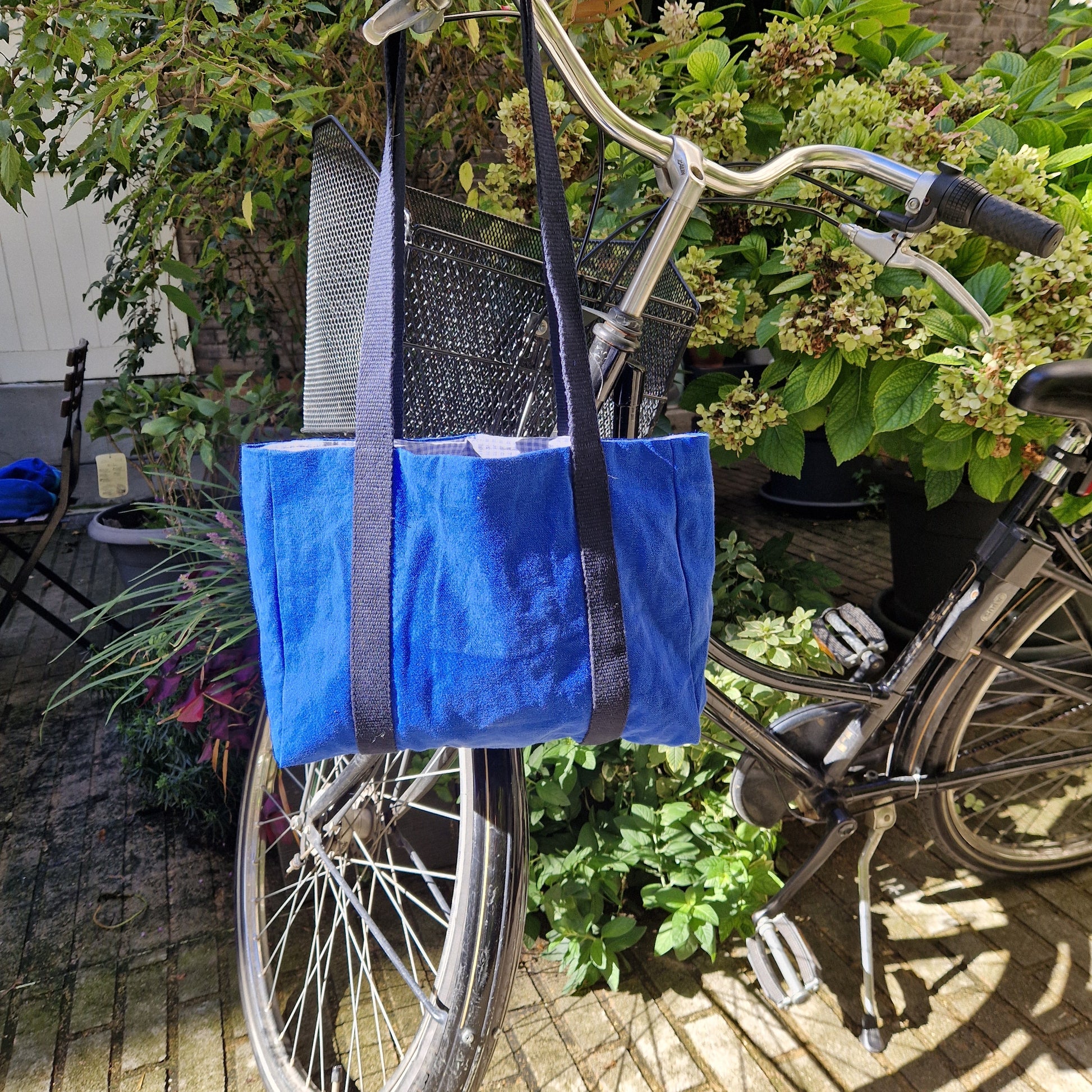 Sac Cabas Bleu & bleu marine, doublure à petits carreaux - Blue Fabrik