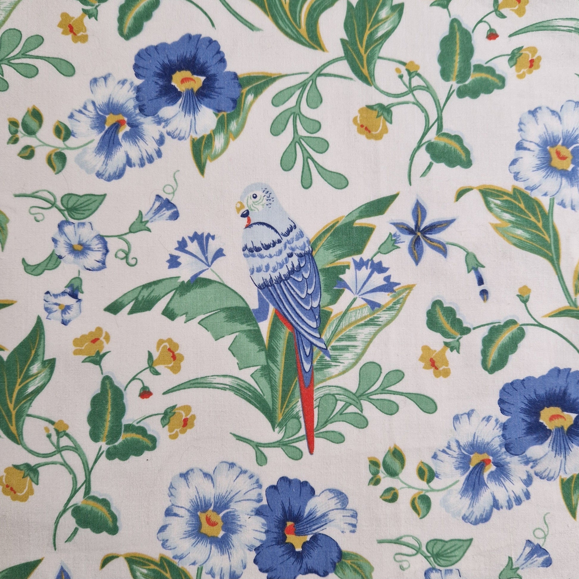 Sac Mini Bowling Bleu & Anis, doublure fleurie - Blue Fabrik