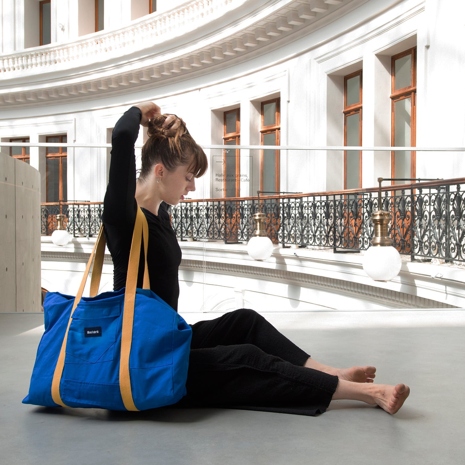 Grand sac Cabas Bleu & Jaune, doublure bleu marine - Blue Fabrik