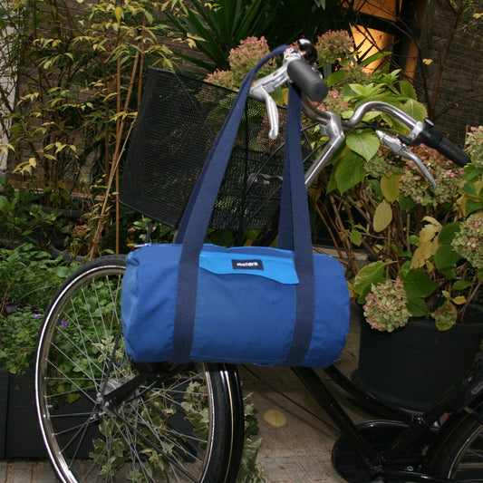 Sac Mini Bowling Bleu et Marine, doublure rayée - Blue Fabrik